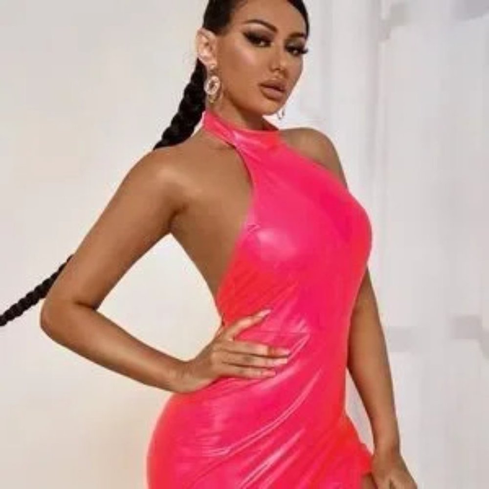 Backless Hot Pink Mini Dress